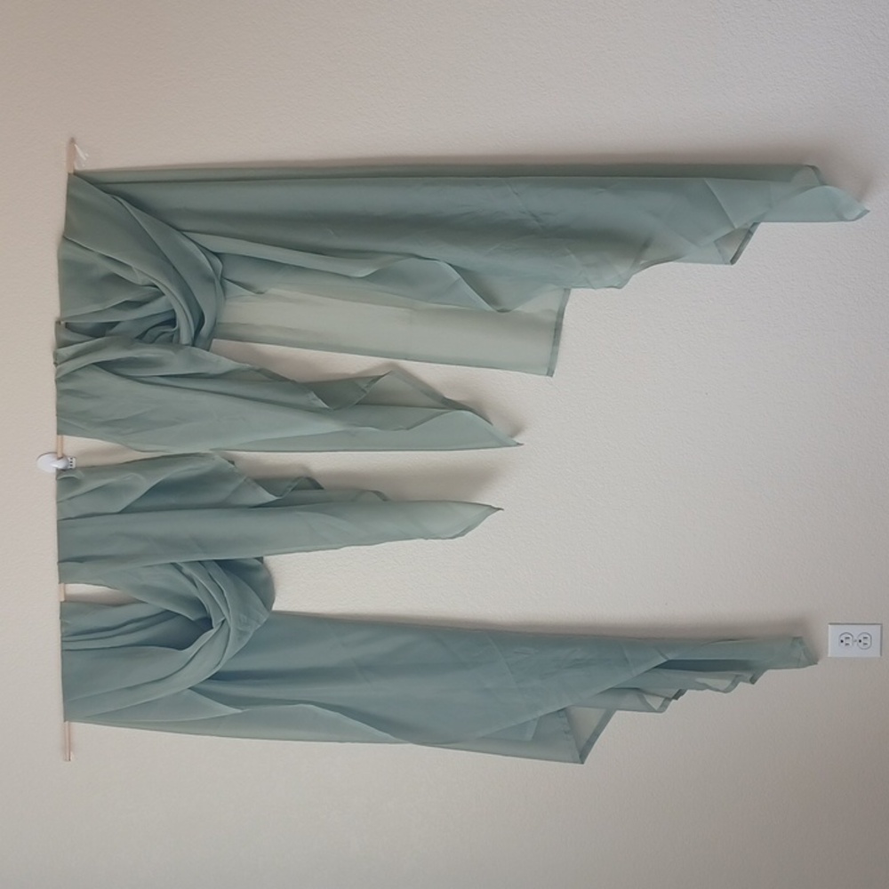2 PIECE SET of Sheer Window Scarves in Sage Green, 59 x 107